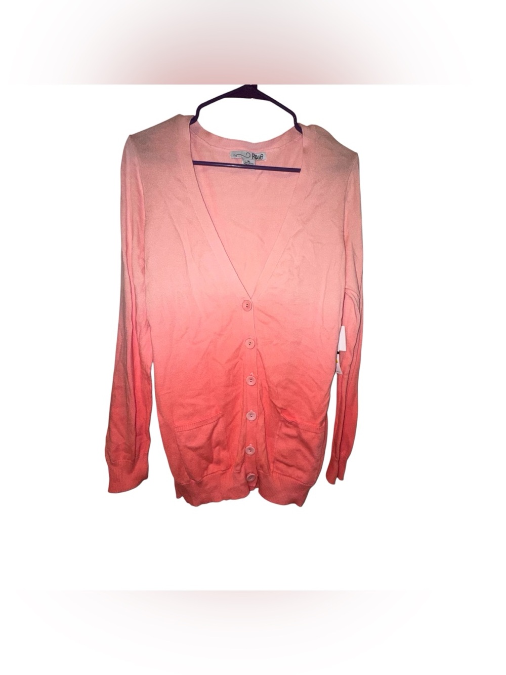 RXB Coral to Light Pink Ombre Button Cardigan